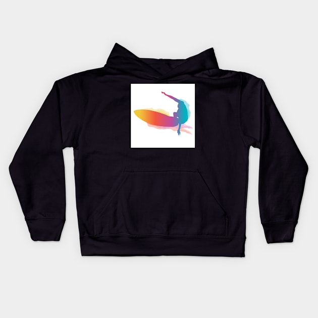 Surfer riding a big wave Kids Hoodie by homydesign